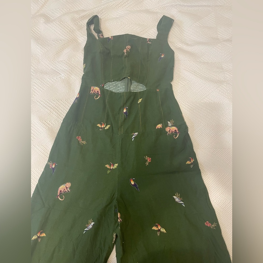 Farm Rio Green Tropical Print jumpsuit